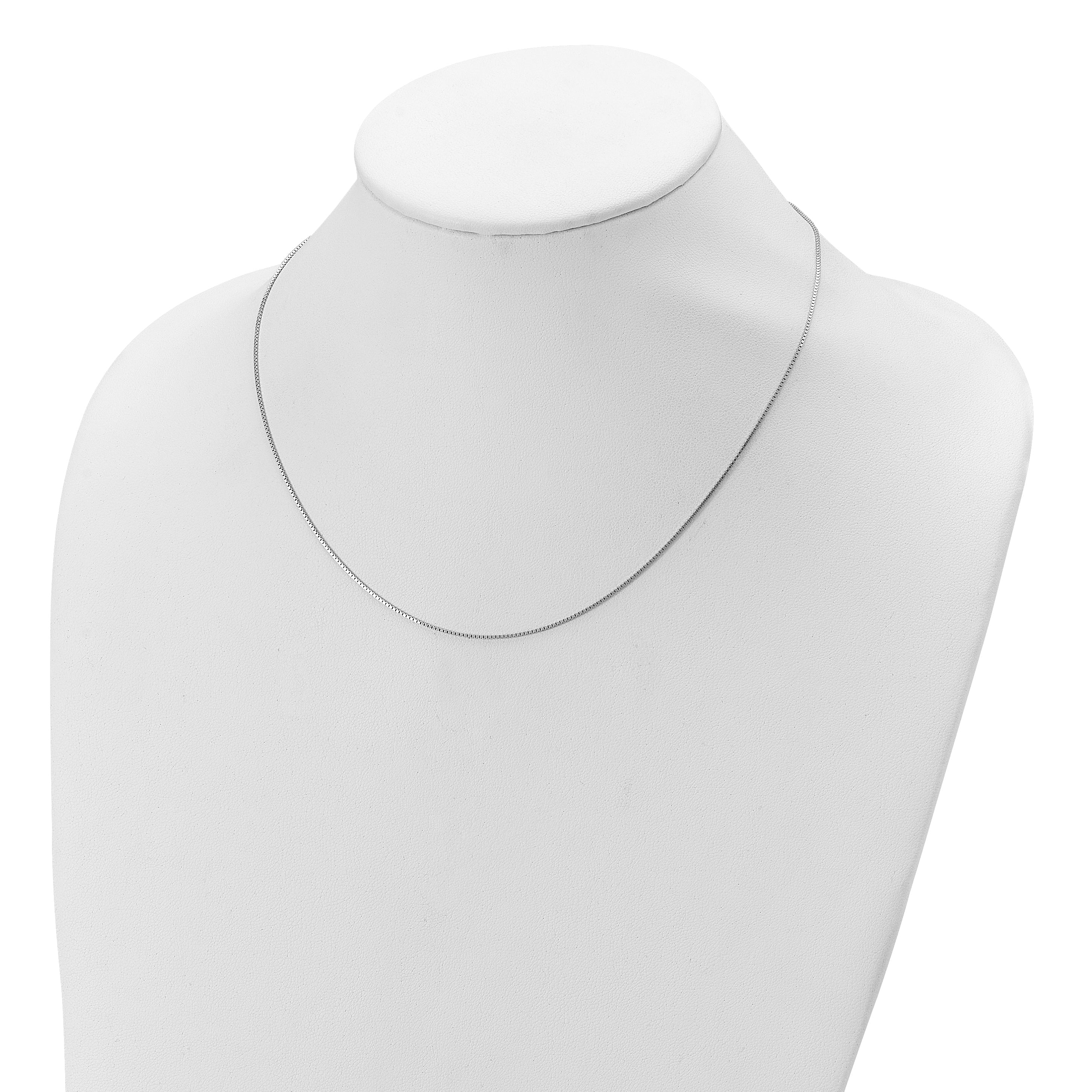 Sterling Silver Ss Rh Plated .85mm Box 1In+1In Adjustable Chain