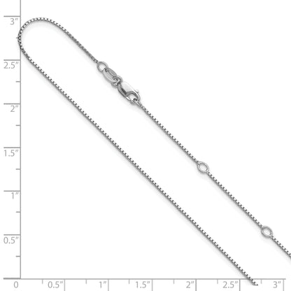 Sterling Silver Ss Rh Plated .85mm Box 1In+1In Adjustable Chain