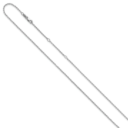 Sterling Silver Ss Rh Plate Polish/Dia Cut 1.45mm Cable 1In+1In Adjustable Chain