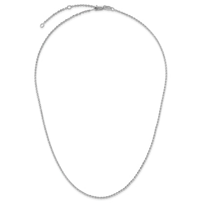 Sterling Silver Ss Rh Plate Polish/Dia Cut 1.45mm Cable 1In+1In Adjustable Chain