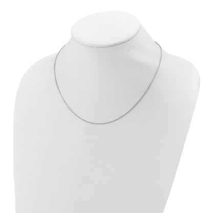 Sterling Silver Ss Rh Plat Polished/Dia Cut 1.4mm Cable 1In+1In Adjustable Chain