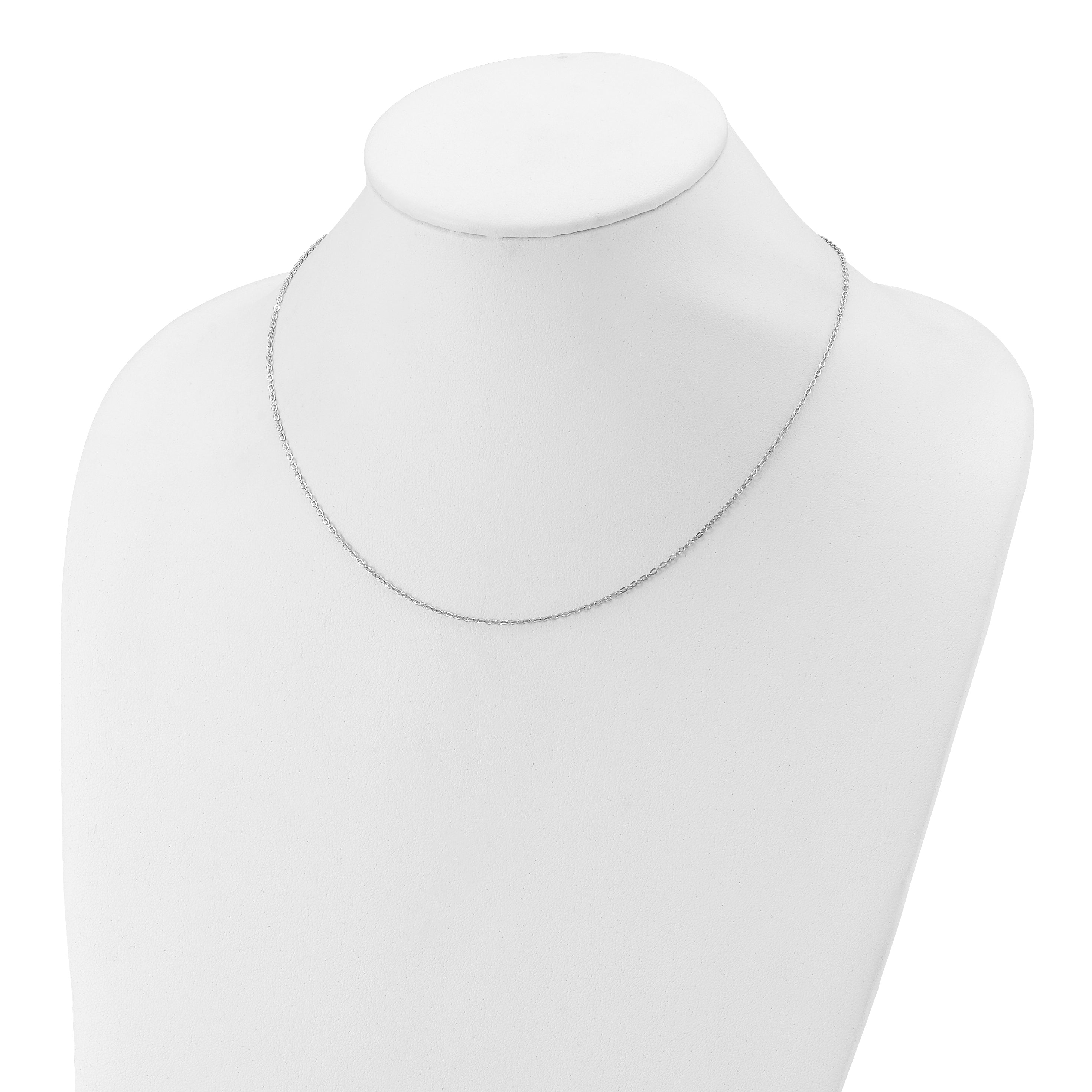 Sterling Silver Ss Rh Plat Polished/Dia Cut 1.4mm Cable 1In+1In Adjustable Chain