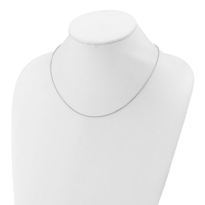 Sterling Silver Ss Rh Plat Polished/Dia Cut 1.4mm Cable 1In+1In Adjustable Chain