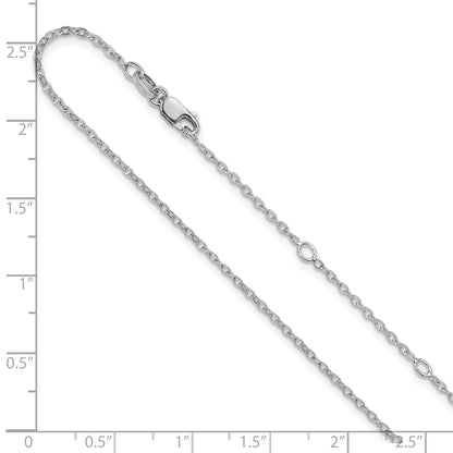 Sterling Silver Ss Rh Plat Polished/Dia Cut 1.4mm Cable 1In+1In Adjustable Chain