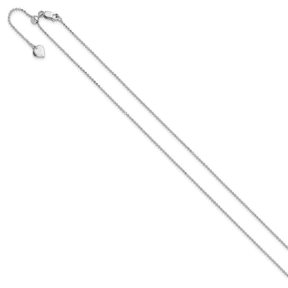 22 Inch Sterling Silver Rh Plated Polished/Diamond Cut Adjustable Chain Necklace