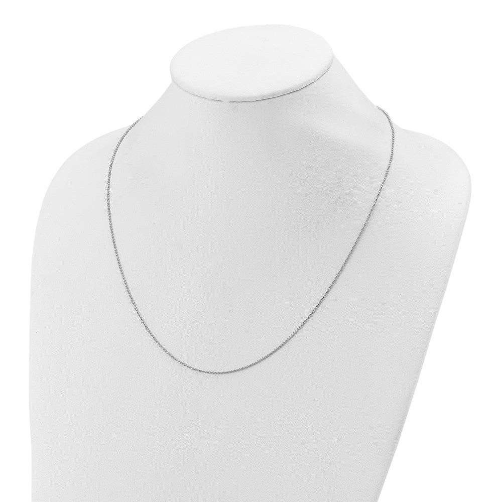 22 Inch Sterling Silver Rh Plated Polished/Diamond Cut Adjustable Chain Necklace