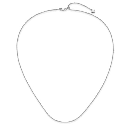 22 Inch Sterling Silver Rh Plated Polished/Diamond Cut Adjustable Chain Necklace