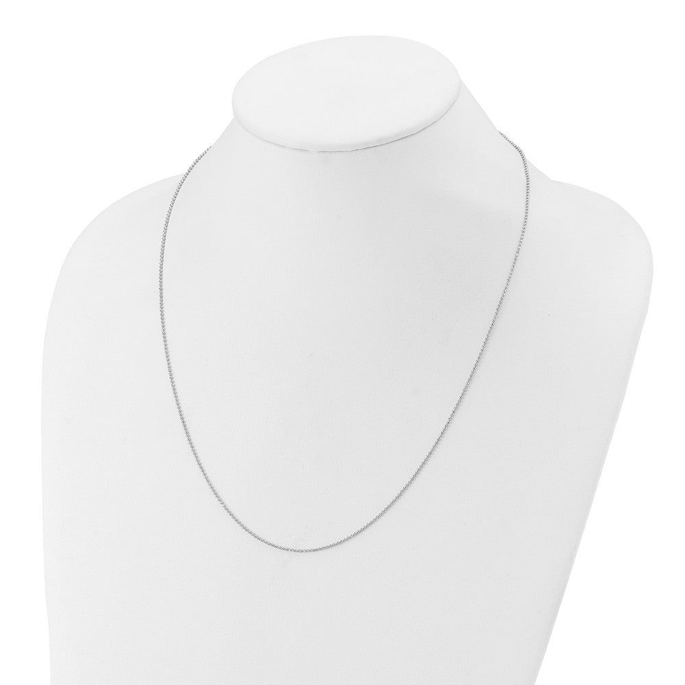 22 Inch Sterling Silver Rh Plated Polished/Diamond Cut Adjustable Chain Necklace