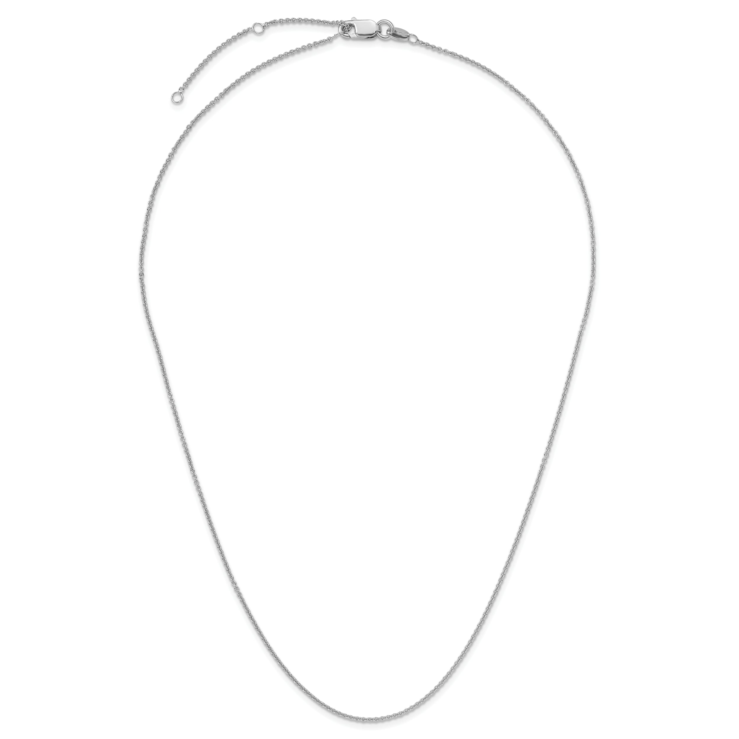 18 Inch Sterling Silver Rh Plated .95mm Rolo 1In+1In Adjustable Chain Necklace