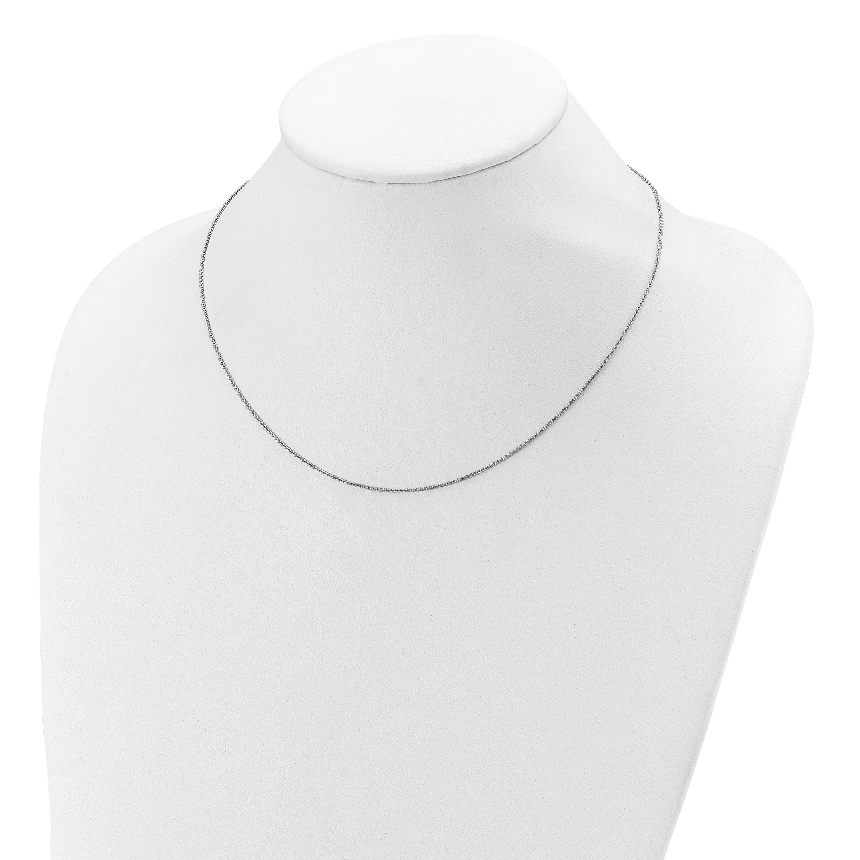 18 Inch Sterling Silver Rh Plated .95mm Rolo 1In+1In Adjustable Chain Necklace
