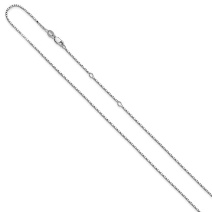 Sterling Silver Ss Rh Plated 1.1mm Box 1In+1In Adjustable Chain