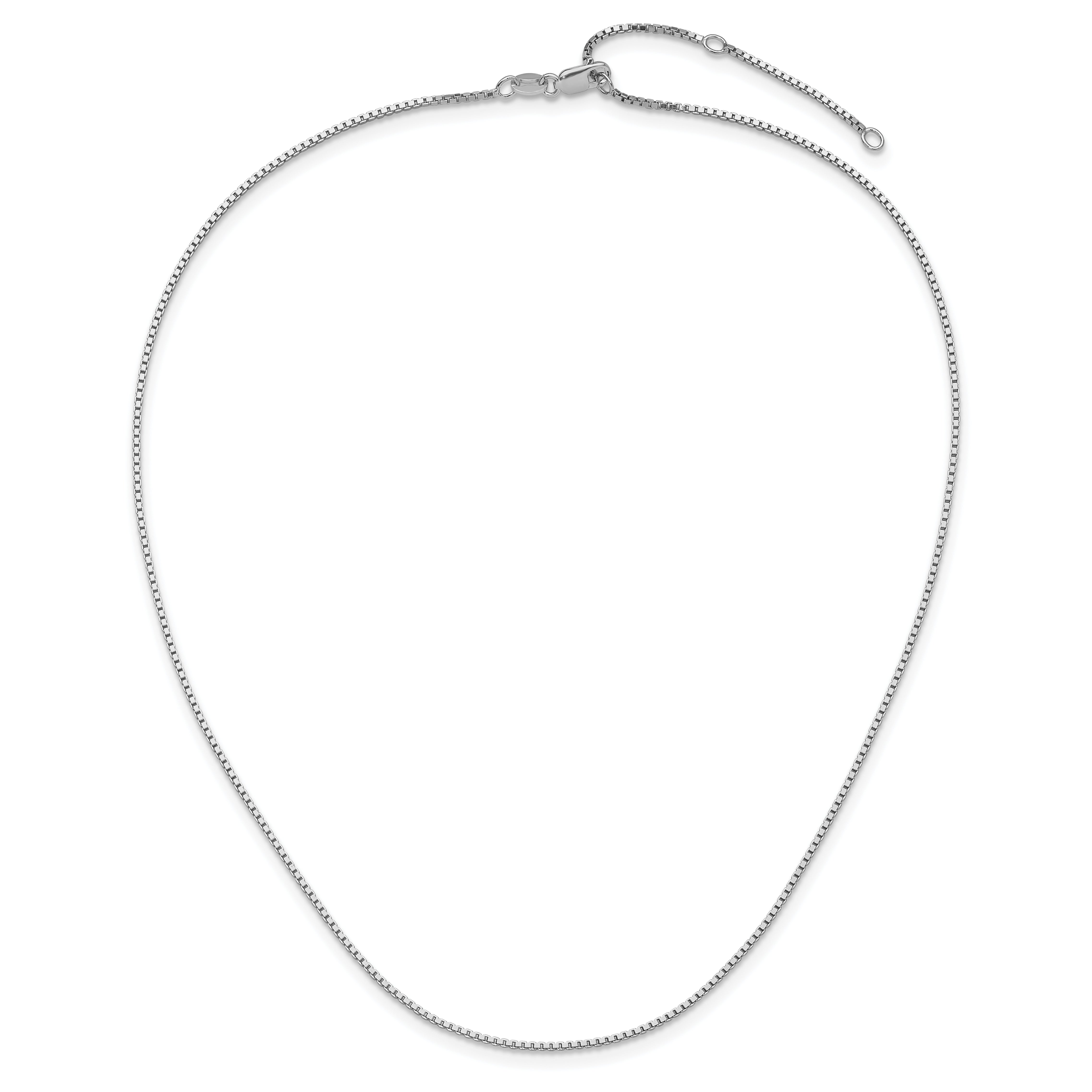 Sterling Silver Ss Rh Plated 1.1mm Box 1In+1In Adjustable Chain