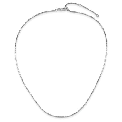 Sterling Silver Ss Rh Plated 1.1mm Box 1In+1In Adjustable Chain