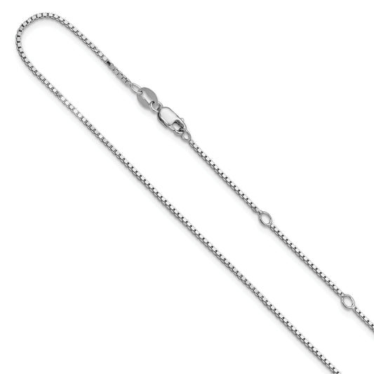 Sterling Silver Ss Rh Plated 1.1mm Box 1In+1In Adjustable Chain