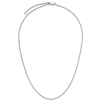 18 Inch Sterling Silver Rh Plated 1.3mm Spiga 1In+1In Adjustable Chain Necklace