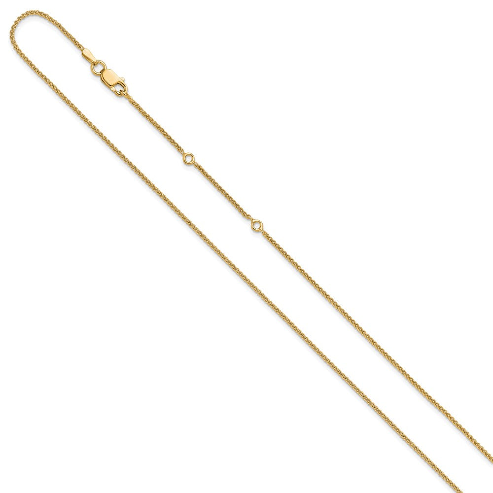 18 Inch Gold Plated Sterling Silver 1.3mm Spiga 1In+1In Adjustable Chain Necklace
