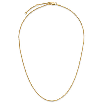 18 Inch Gold Plated Sterling Silver 1.3mm Spiga 1In+1In Adjustable Chain Necklace