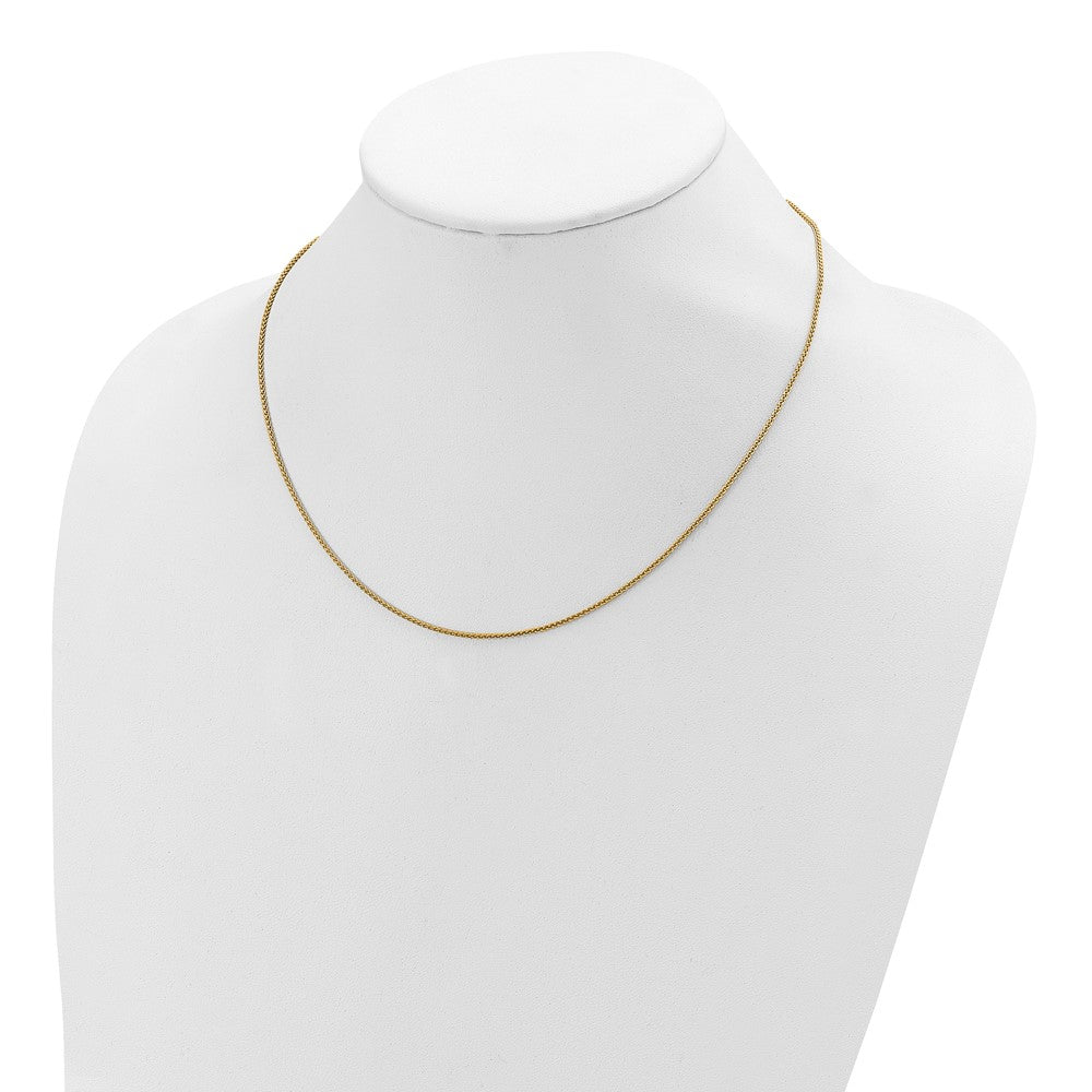 18 Inch Gold Plated Sterling Silver 1.3mm Spiga 1In+1In Adjustable Chain Necklace