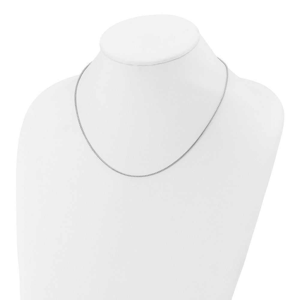 18 Inch Sterling Silver Rh Plated 1.25mm Round Box 1In+1In Adj. Chain Necklace