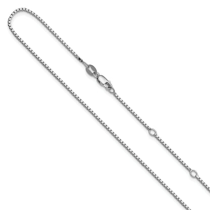 Sterling Silver Ss Rh Plated 1.2mm Box 1In+1In Adjustable Chain