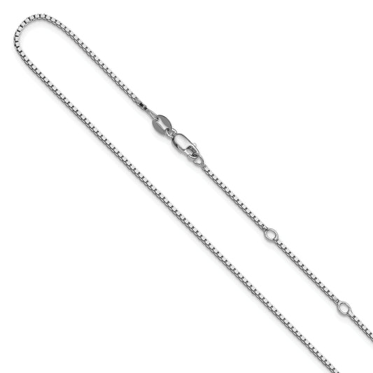 Sterling Silver Ss Rh Plated 1.2mm Box 1In+1In Adjustable Chain