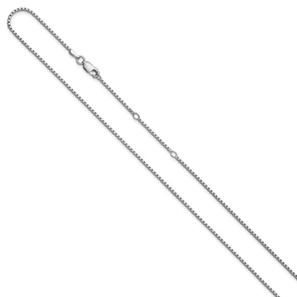 Sterling Silver Ss Rh Plated 1.3mm Box 1In+1In Adjustable Chain