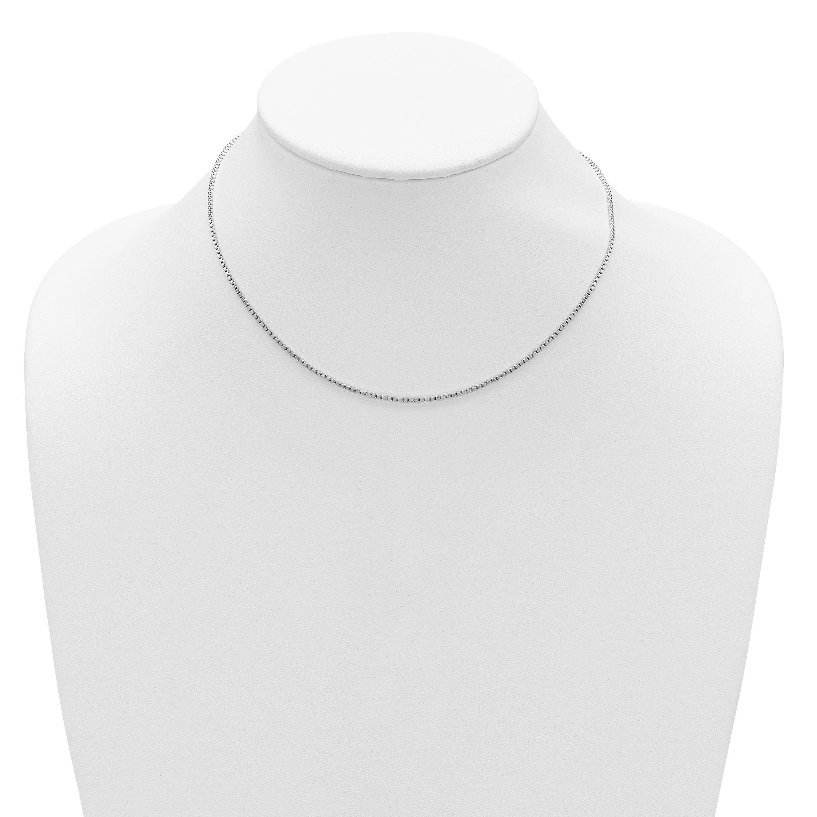 Sterling Silver Ss Rh Plated 1.3mm Box 1In+1In Adjustable Chain