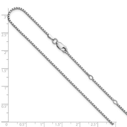 Sterling Silver Ss Rh Plated 1.3mm Box 1In+1In Adjustable Chain
