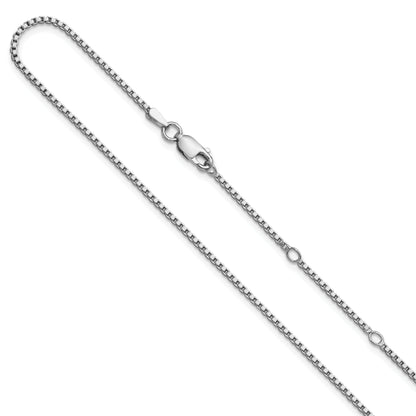 Sterling Silver Ss Rh Plated 1.3mm Box 1In+1In Adjustable Chain