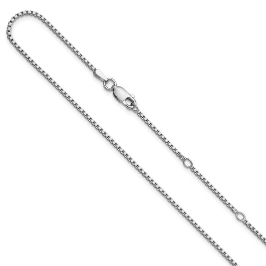 Sterling Silver Ss Rh Plated 1.3mm Box 1In+1In Adjustable Chain
