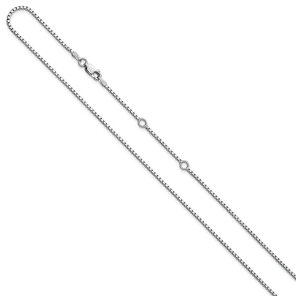 Sterling Silver Ss Rh Plated 1.5mm Box 1In+1In Adjustable Chain