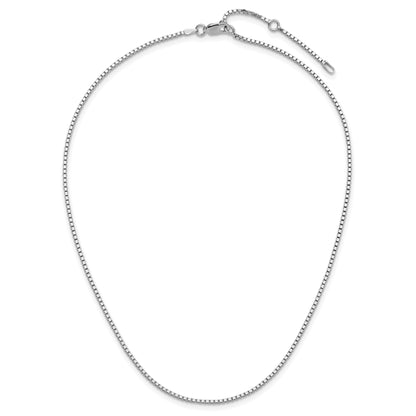Sterling Silver Ss Rh Plated 1.5mm Box 1In+1In Adjustable Chain