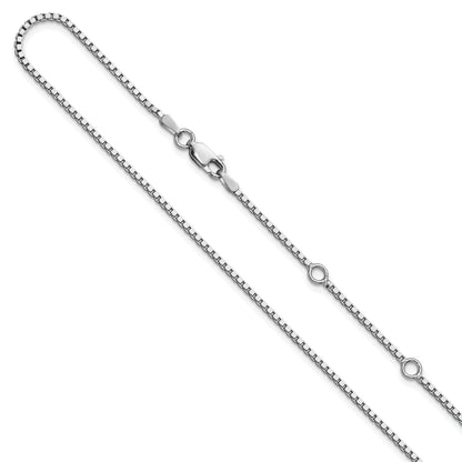 Sterling Silver Ss Rh Plated 1.5mm Box 1In+1In Adjustable Chain