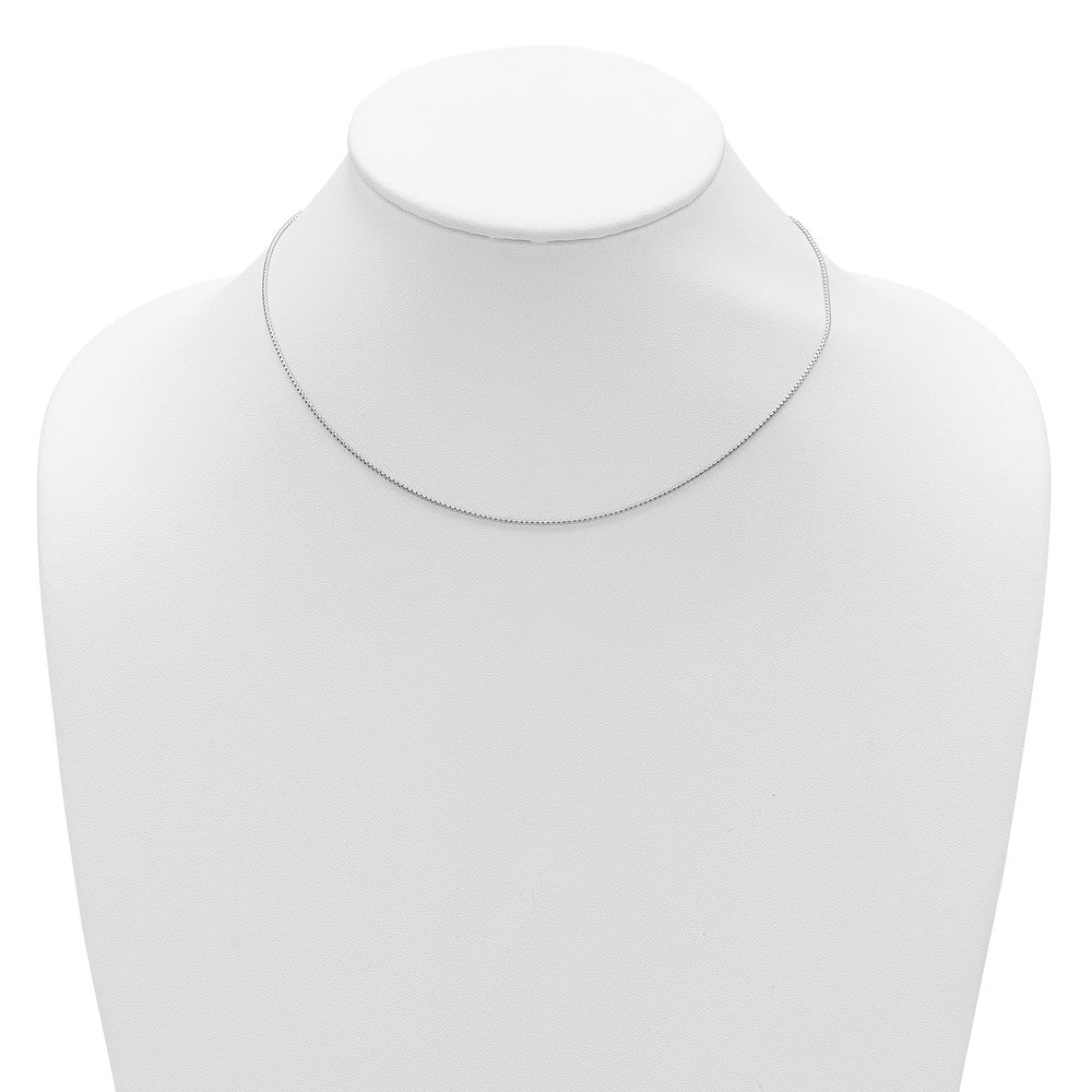 18 Inch Sterling Silver Rh Plated .95mm Round Box 1In+1In Adj. Chain Necklace