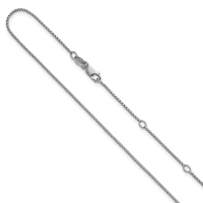 18 Inch Sterling Silver Rh Plated .95mm Round Box 1In+1In Adj. Chain Necklace