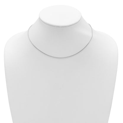 18 Inch Sterling Silver Rh Plated 1.3mm Round Box 1In+1In Adj. Chain Necklace