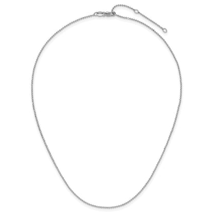 18 Inch Sterling Silver Rh Plated 1.5mm Round Box 1In+1In Adj. Chain Necklace
