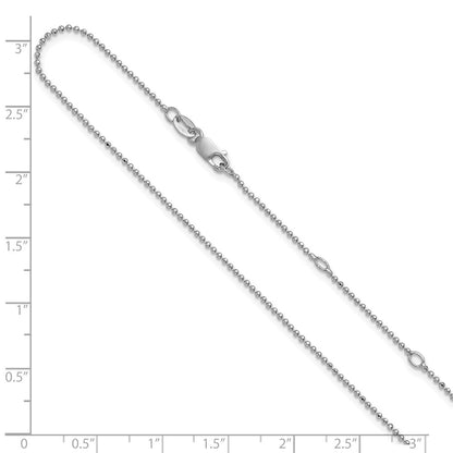 18 Inch Sterling Silver Rh Plated 1.5mm Round Box 1In+1In Adj. Chain Necklace