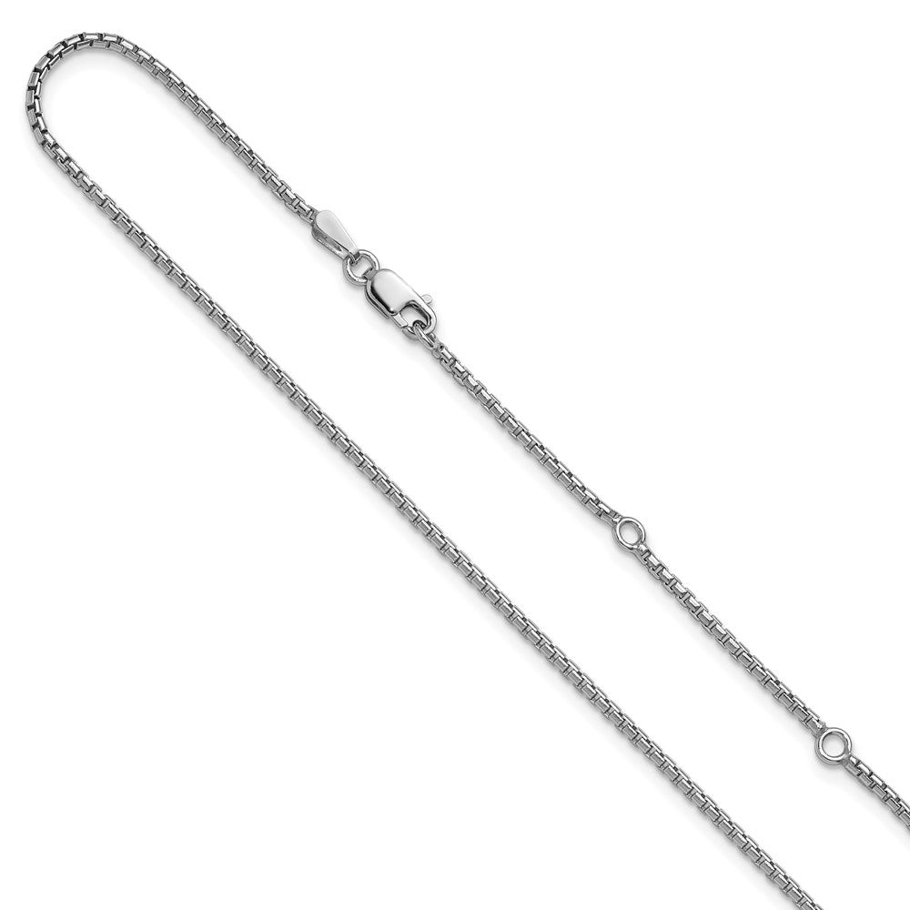 Sterling Silver Rh Plated 1.2mm Diamond Cut 1In+1In Adjustable Cha