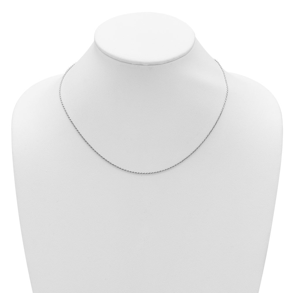 18 Inch Sterling Silver Rh Plt 1.2mm D/C Rope 1In+1In Adjustable Chain Necklace