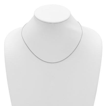 18 Inch Sterling Silver Rh Plt 1.2mm D/C Rope 1In+1In Adjustable Chain Necklace