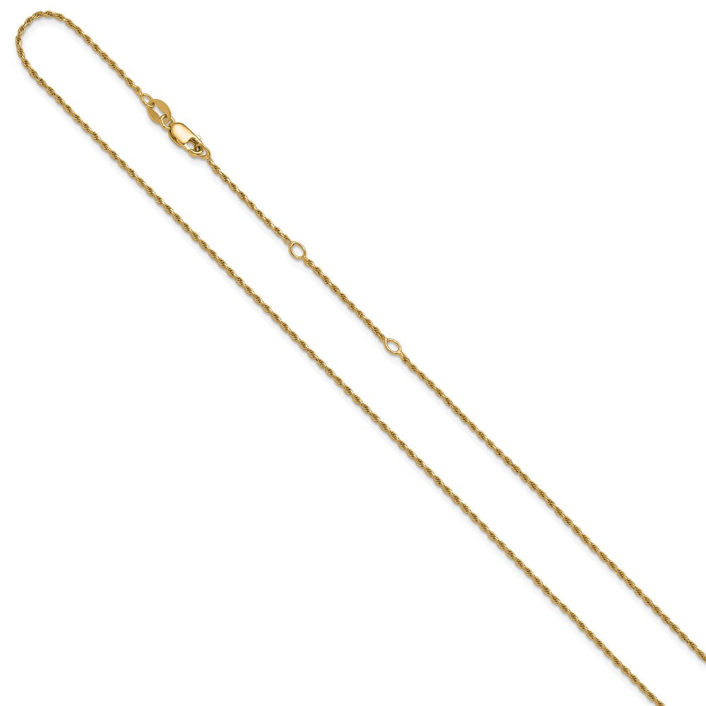Gold Plated Sterling Silver 1.2mm D/C Rope 1In+1In Adjustable Chai