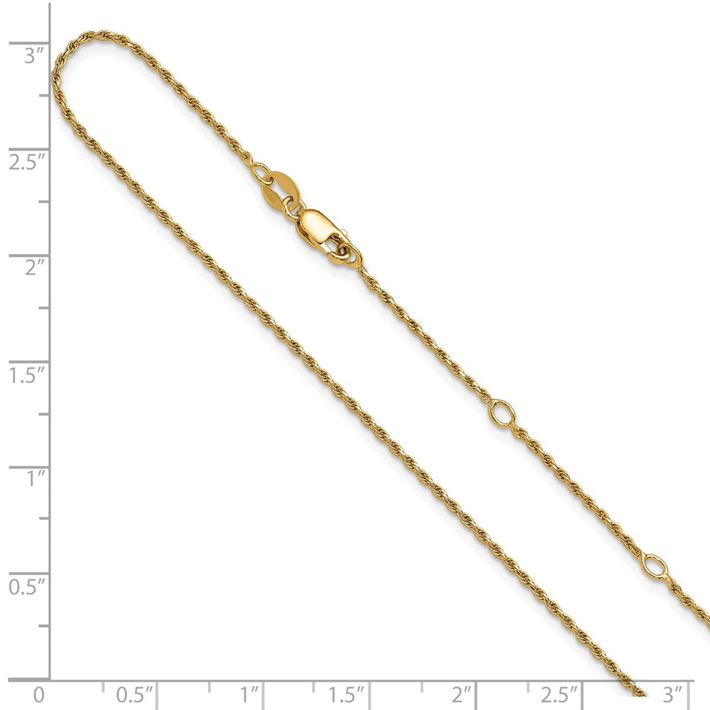 Gold Plated Sterling Silver 1.2mm D/C Rope 1In+1In Adjustable Chai