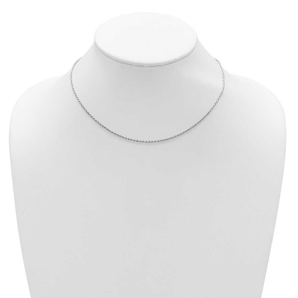 18 Inch Sterling Silver Rh Plt 1.4mm D/C Rope 1In+1In Adjustable Chain Necklace