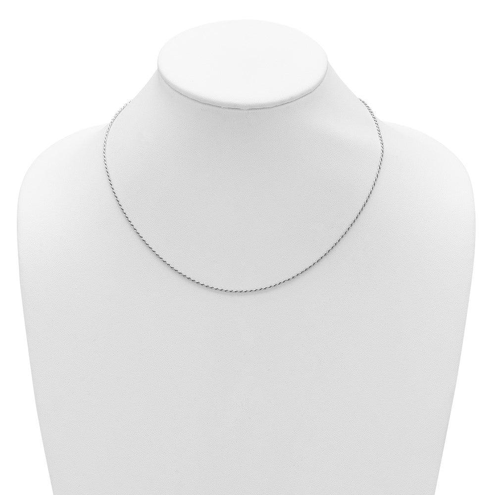 18 Inch Sterling Silver Rh Plt 1.4mm D/C Rope 1In+1In Adjustable Chain Necklace