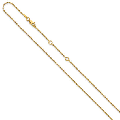 Gold Plated Sterling Silver 1.4mm D/C Rope 1In+1In Adjustable Chai