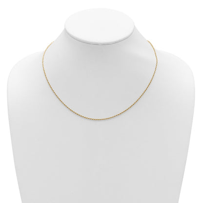 Gold Plated Sterling Silver 1.4mm D/C Rope 1In+1In Adjustable Chai