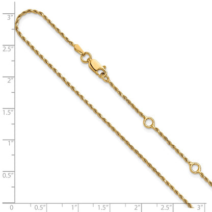 Gold Plated Sterling Silver 1.4mm D/C Rope 1In+1In Adjustable Chai