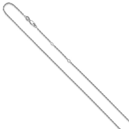 18 Inch Sterling Silver Rh Plt 1.35mm Loose Rope 1In+1In Adjustable Chain Necklace