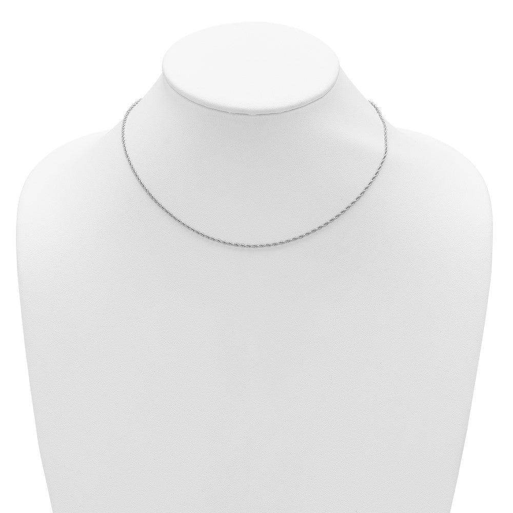 18 Inch Sterling Silver Rh Plt 1.35mm Loose Rope 1In+1In Adjustable Chain Necklace